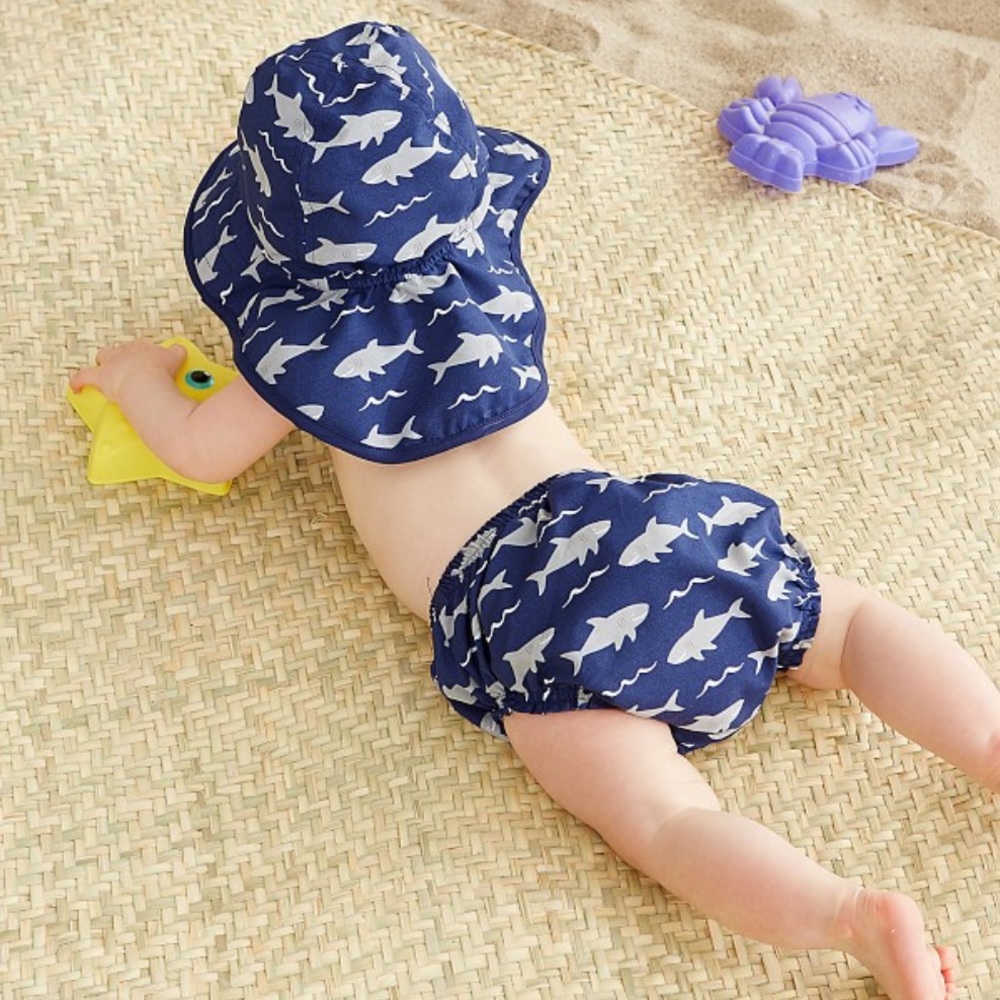 Pottery Barn Shark Diaper Cover and Hat